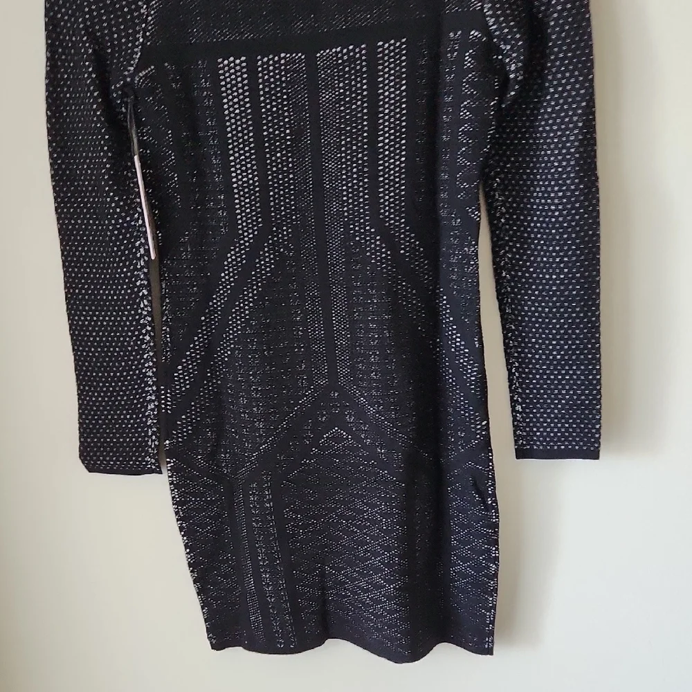 DEX Black Knit Sweater Dress Mini Bodycon Textured Sz M NWT Baddie LBD
